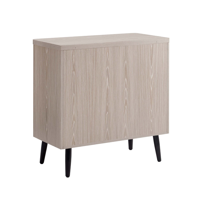 Jodie – Cabinet d’appoint cannele style milieu du siecle de 31\" en chene blanchi
