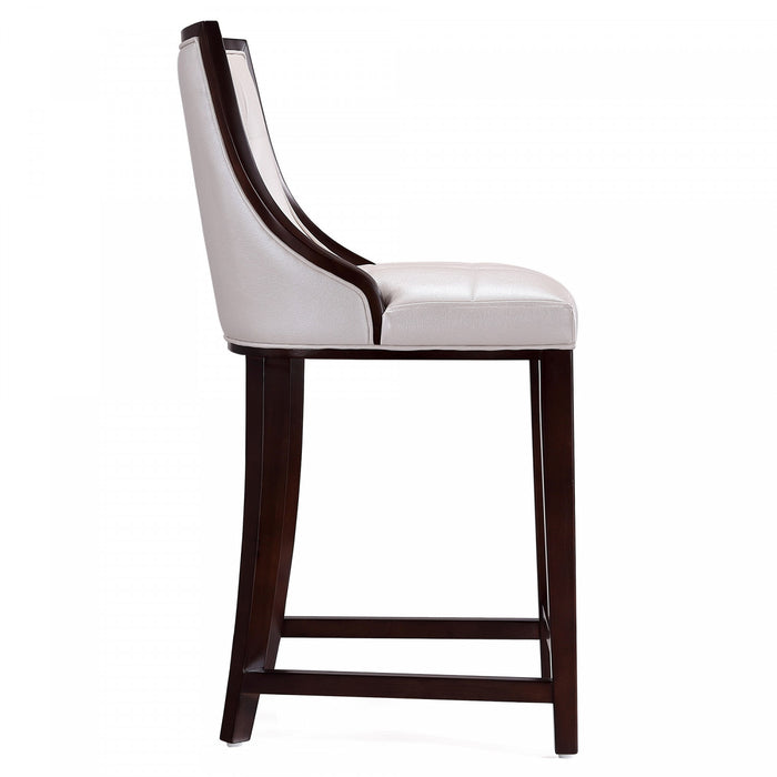 Tabouret de comptoir traditionnel en bois Fifth Avenue avec assise rembourree, blanc perle - Lot de 3