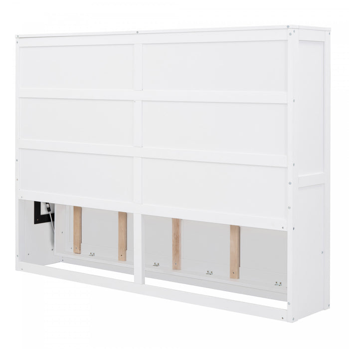 Evelyn Lit mural escamotable gain de place Murphy avec design d’armoire pliable, lit Full, blanc