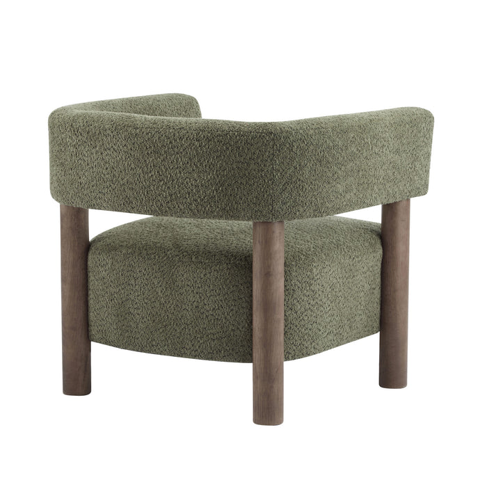 Evelyn Fauteuil d’appoint avec assise confortable et revetement en boucle, vert olive