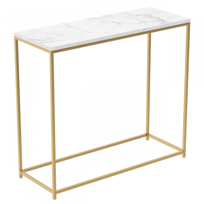 Console moderne de 31 po - marbre avec métal doré