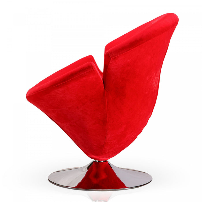 Fauteuil lounge pivotant moderne en velours Tulip rouge - Lot de 2