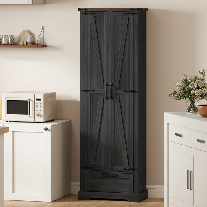 HOMCOM Armoire de rangement 71 po, 2 portes, noir