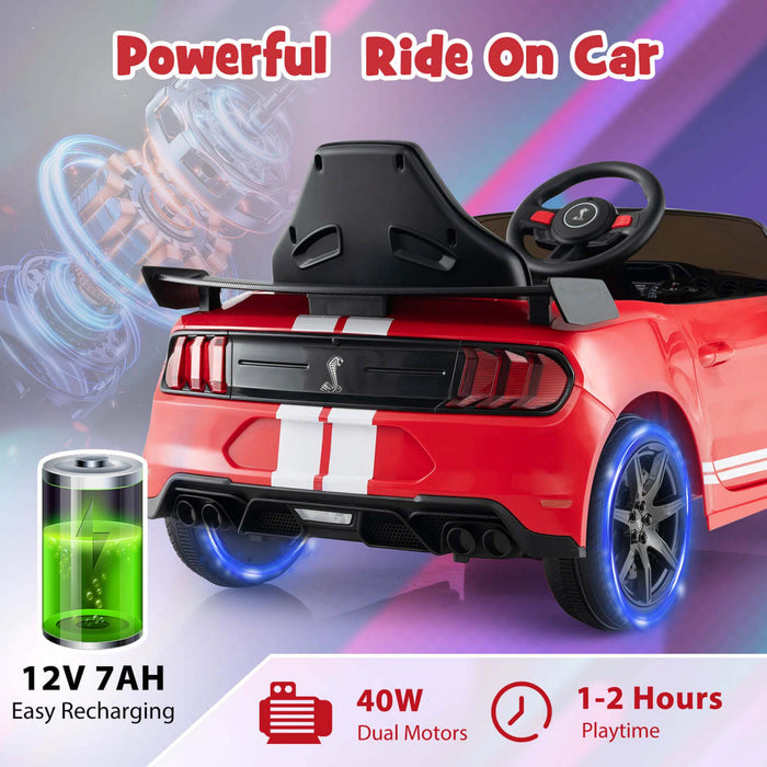 Costway 12v Sous Licence Ford Mustang Shelby Gt500 Enfants Rouler Sur La Voiture Avec Telecommande Rouge