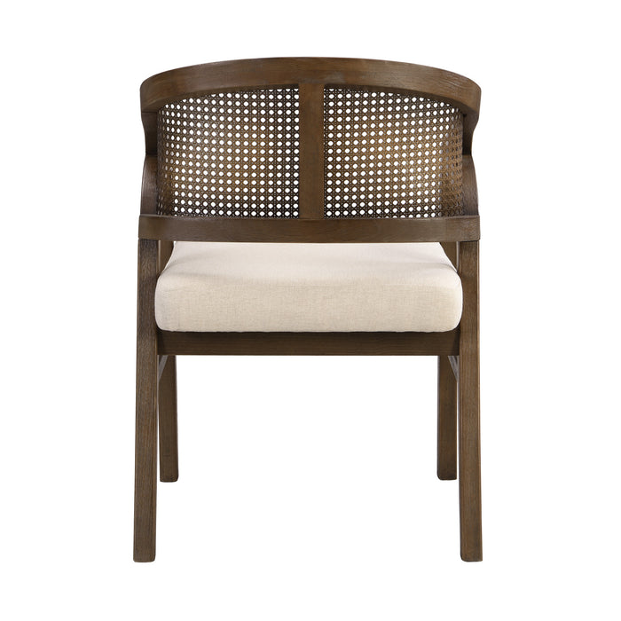 Liam Ensemble de 2 chaises de salle a manger confortables avec dossier en rotin et structure en bois de caoutchouc, noyer