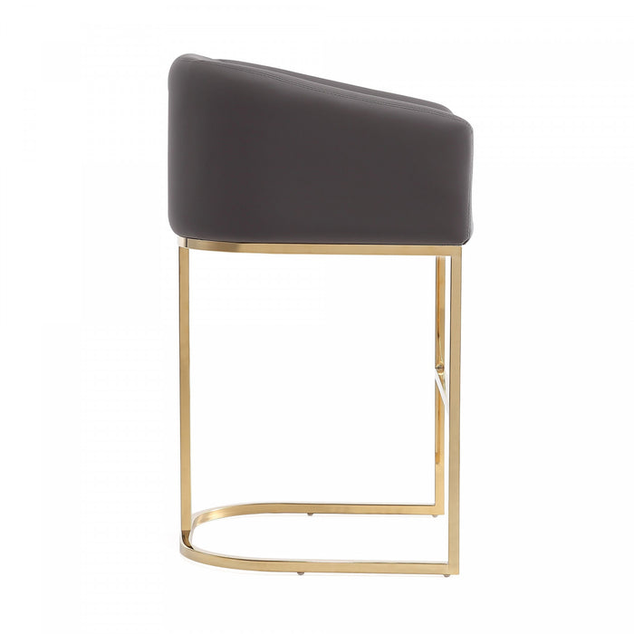 Tabouret de comptoir rembourre en metal gris style mid-century modern Louvre - Lot de 2
