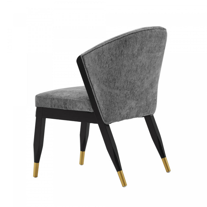 Chaise de salle a manger Ola en bois moderne avec revetement en chenille grise - Lot de 2