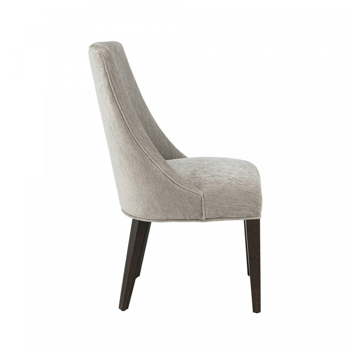 Chaise de salle a manger moderne en bois et chenille Beever, taupe - Lot de 2