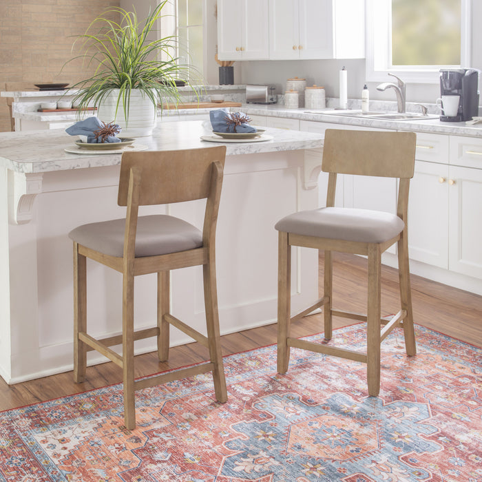 Tabouret Jorissen de hauteur comptoir en tissu d’apparence lin - gris