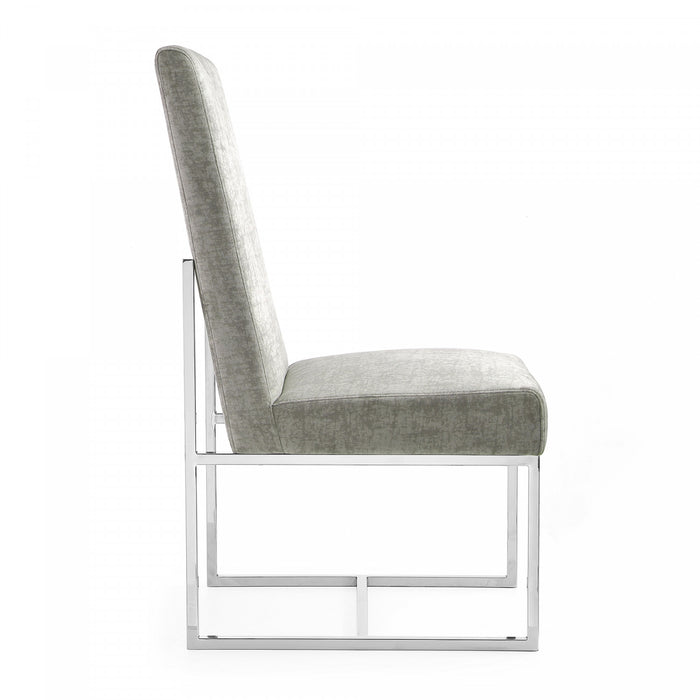 Chaise de salle a manger moderne Element en velours et metal acier - Lot de 2