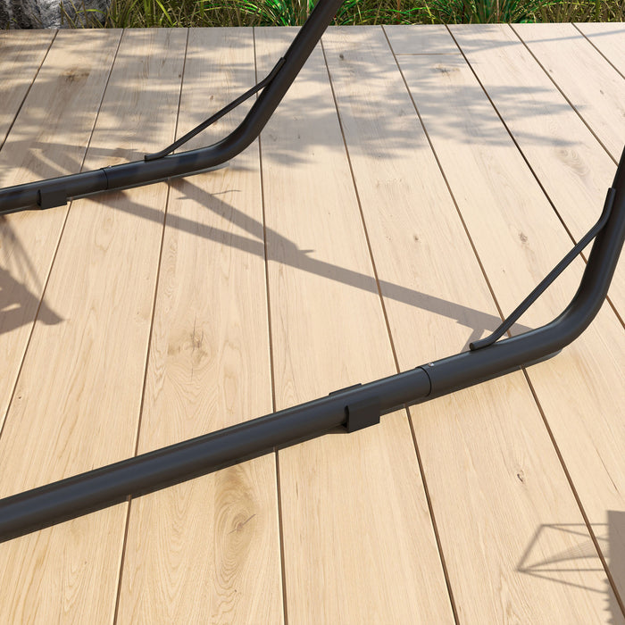 Outsunny Support Hamac Avec Chaines Et Crochets Reglables, Noir