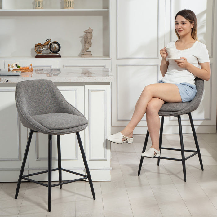 HOMCOM Ensemble de 2 tabourets de bar pivotants de 26\", gris fonce
