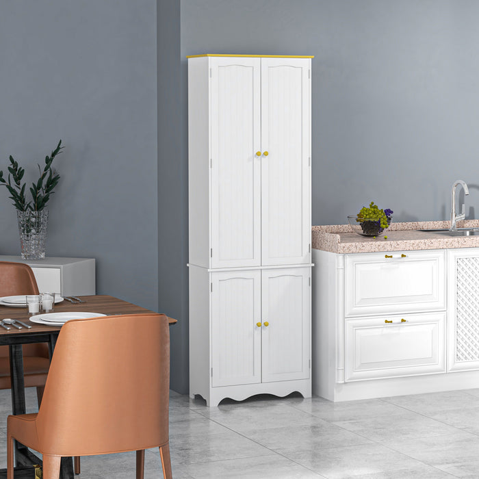 HOMCOM Armoire de rangement de cuisine autoportante, 4 etageres, 4 portes