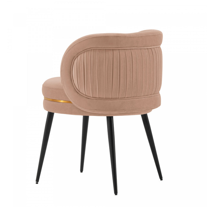Chaise de salle a manger Kaya en bois moderne et velours coloris nude - Lot de 2