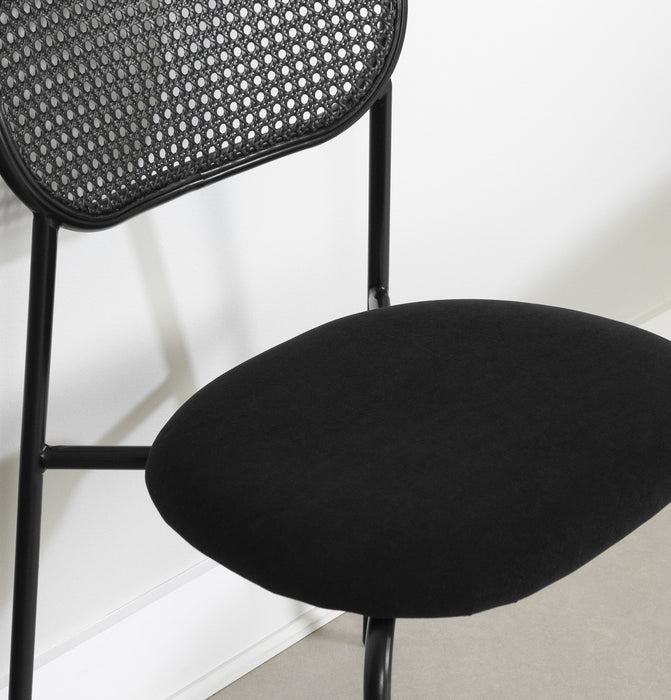 Chaise de salle à manger Hype noire en rotin - ensemble de 2 en noir