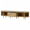 Lucas TV Stand Media Console with Rattan Drawer and Sliding Doors,Natural | Lucas meuble TV – meuble multimedia avec tiroir en rotin et portes coulissantes, finition naturelle
