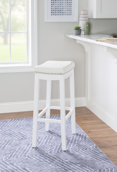 Tabouret bar Claridge en tissu et sans dossier - blanc