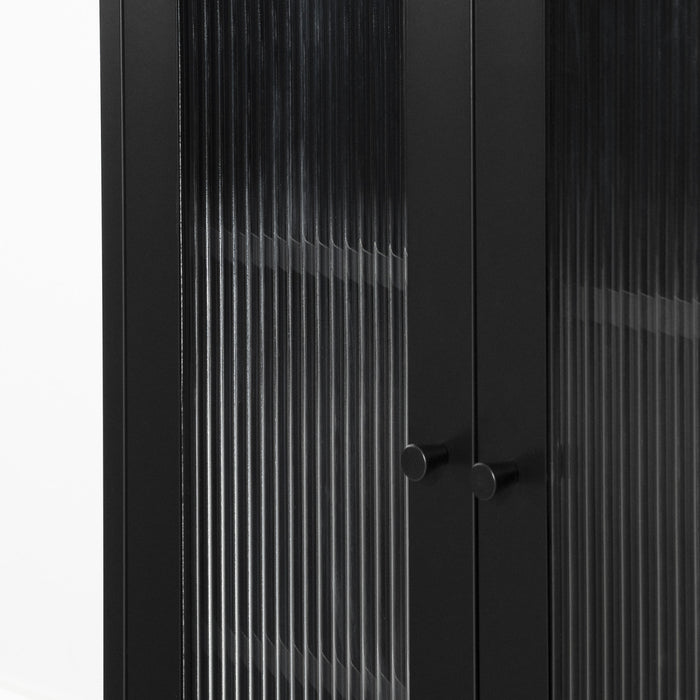 Armoire décorative Kodali avec portes en verre - noire