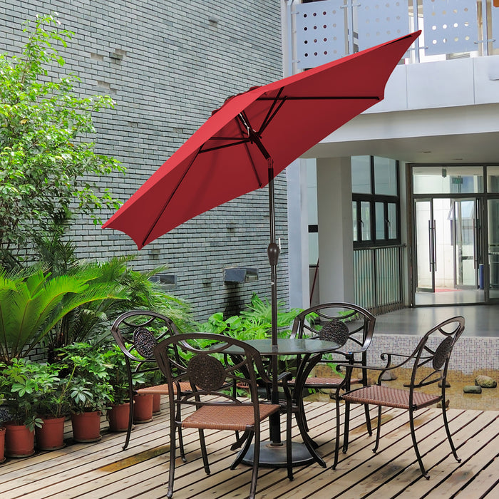 Costway Parasol de table de marche exterieur de 9 pieds avec bouton poussoir, inclinaison, manivelle, levage, bordeaux