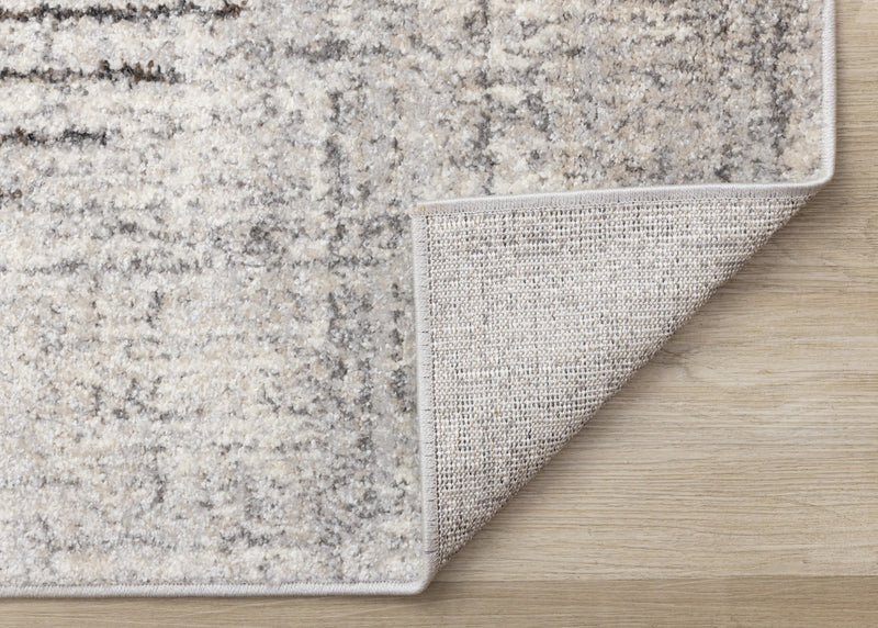 Carpette à poil court doux Solace grise et blanche à motif de cercles qui fusionnent - 3 pi 11 po x 5 pi 7 po