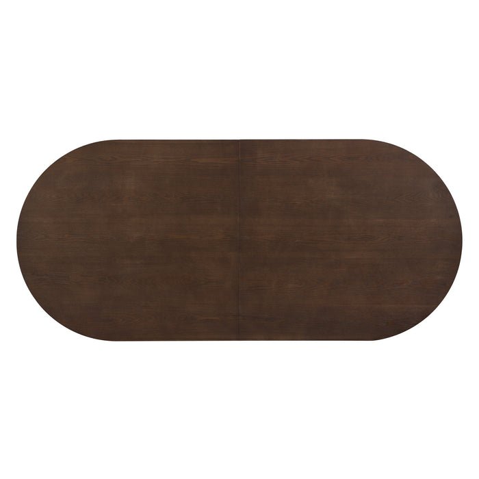 Madison Table a manger ovale en bois massif avec double pietement, noyer