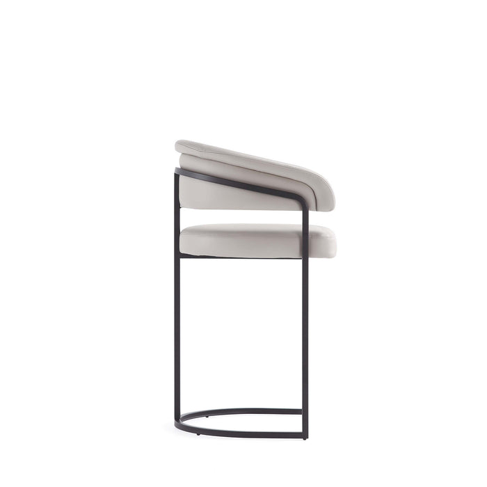 Tabouret de comptoir moderne Augusta en metal et tissu gris clair - Lot de 3