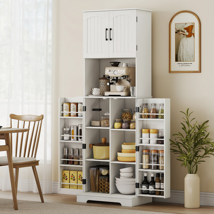 HOMCOM Armoire de garde-manger, placard de cuisine, etageres a epices Blanc