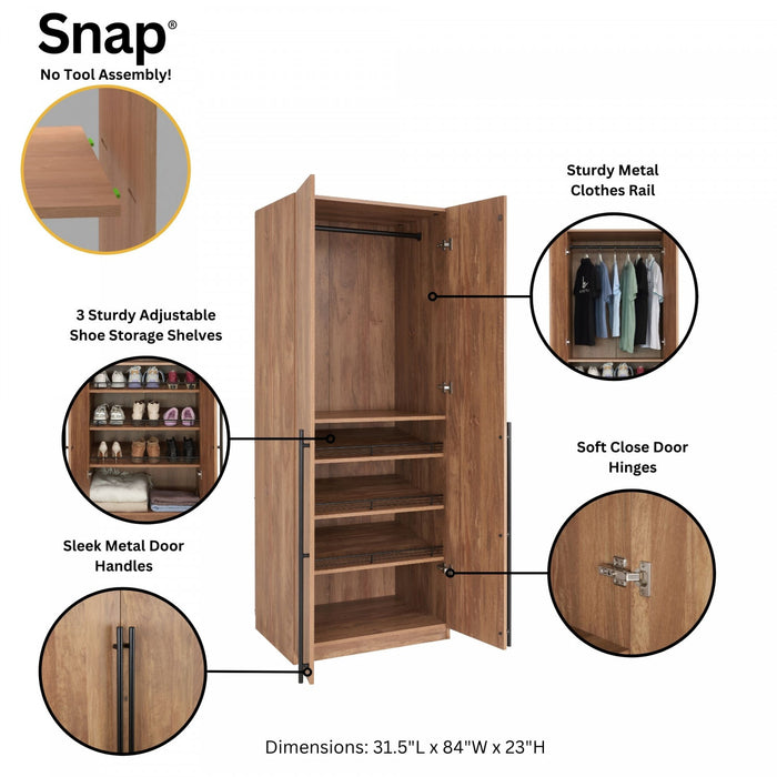 Armoire moderne Lee 2 pieces en brun dore