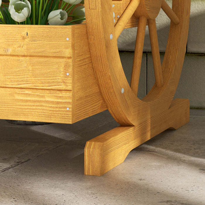 Outsunny Wagon En Bois Jardiniere Box, Lit De Jardin Sureleve Decoratif