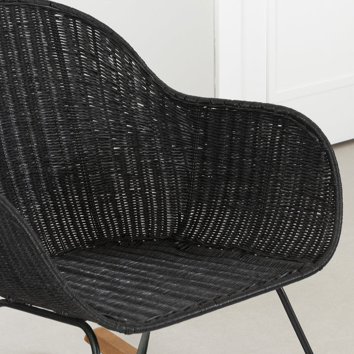 Chaise berçante Balka en rotin - noire