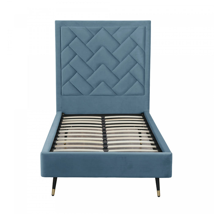 Lit simple moderne Crosby en velours bleu