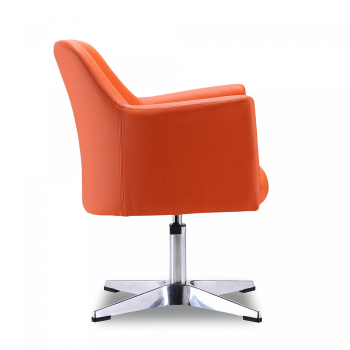Fauteuil pivotant moderne en cuir vegetalien Pelo, orange - Lot de 2