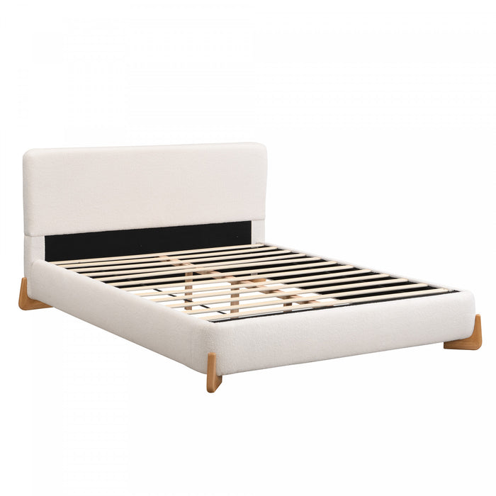 Olivia Lit elegant et confortable avec revetement, Taille King, Blanc