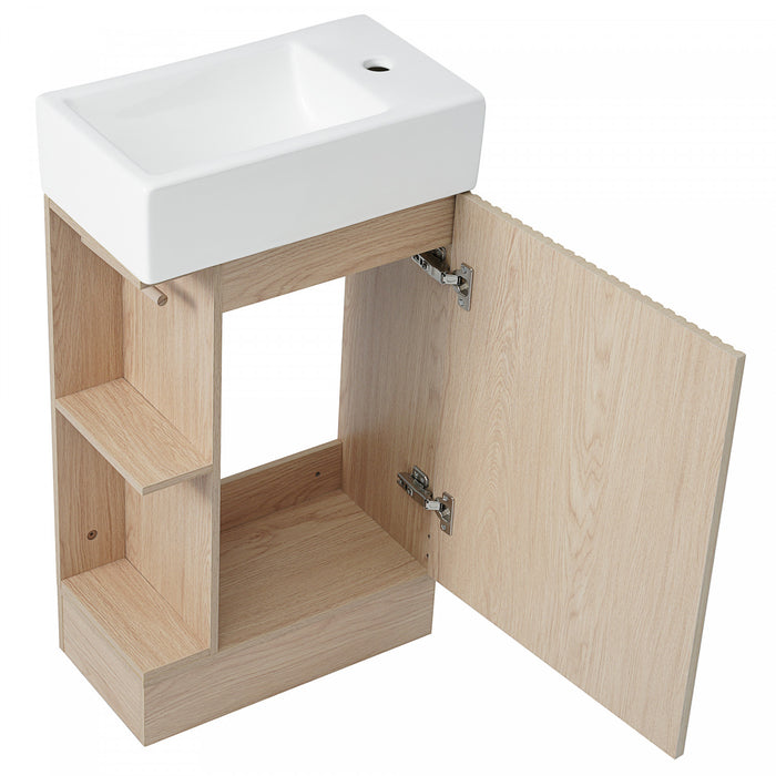 Ethan Meuble-lavabo de 18,6\" avec vasque et etagere reglable, Marron