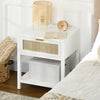 HOMCOM Boho Bedside Table with Drawer, Open Shelf and Rattan Element