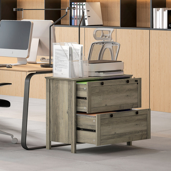 HOMCOM Classeur a 2 tiroirs avec serrure et barre de suspension reglable