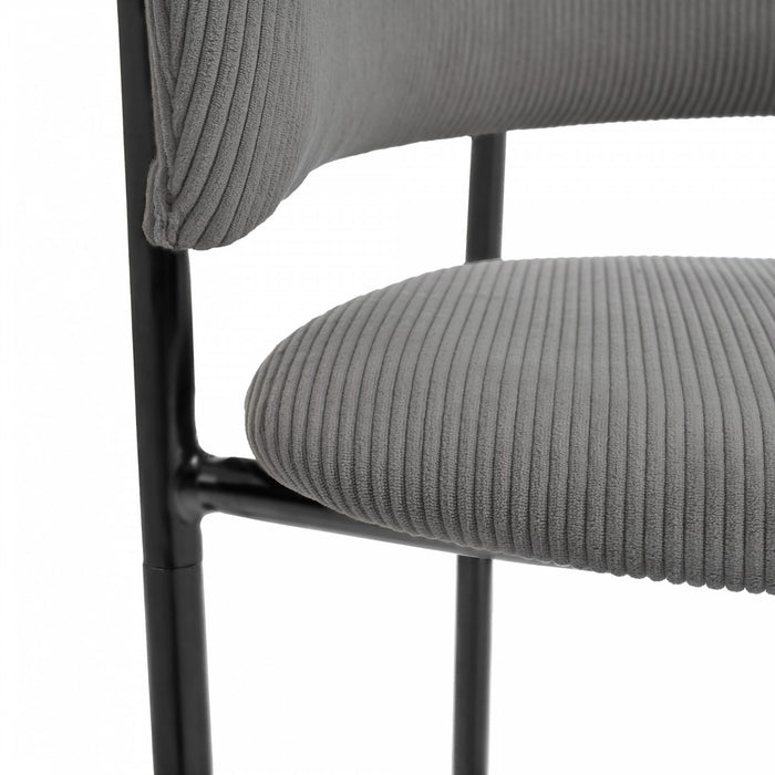 Ethan Ensemble de 4 chaises d’appoint modernes avec assise en velours cotele, pieds inclines et pieds reglables, gris