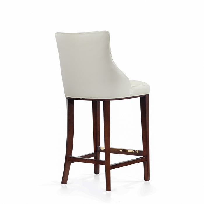 Tabouret de bar moderne en bois et tissu Shubert, ivoire - Lot de 2