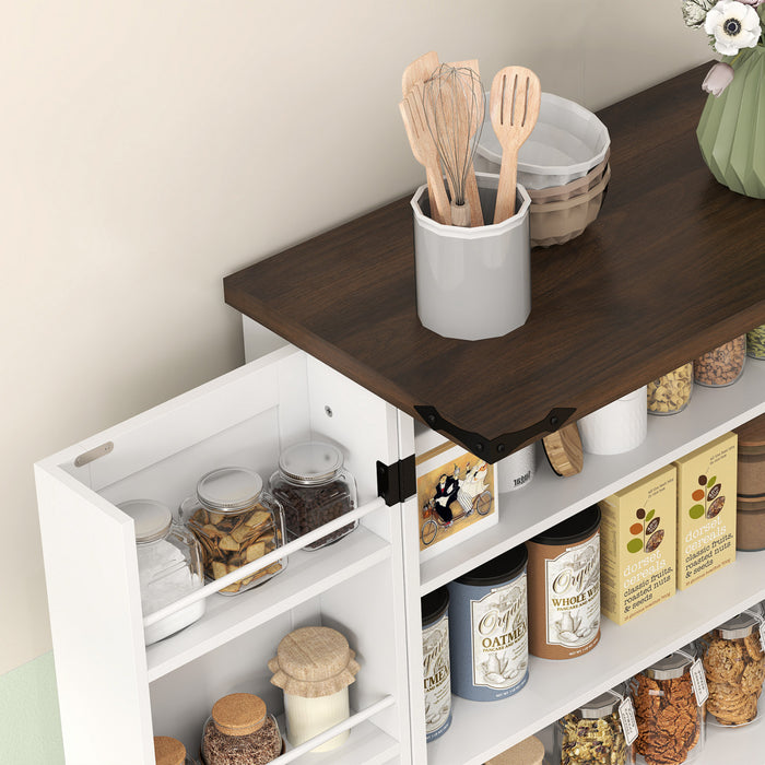 HOMCOM Armoire de cuisine avec etageres reglables, blanc