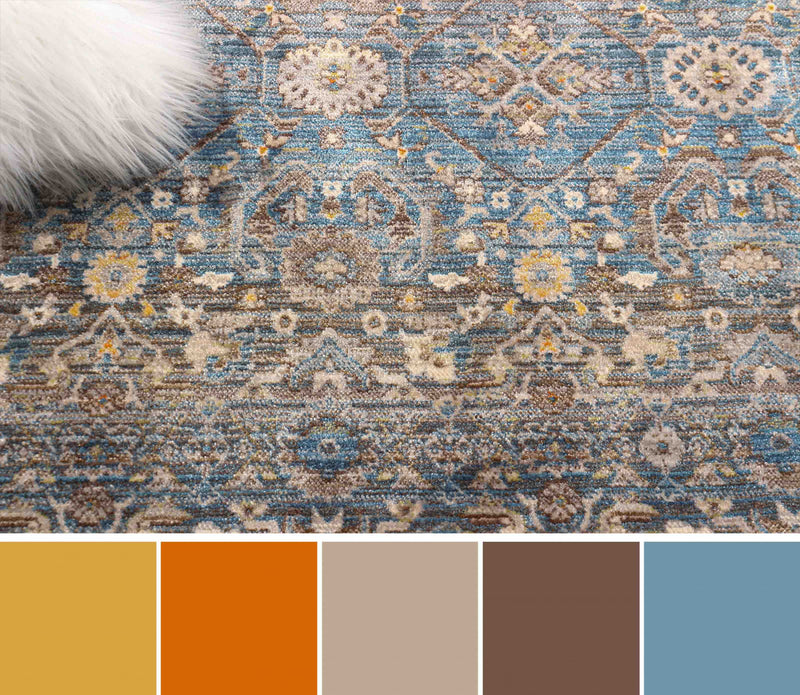 Tapis Traditionnel Gianna 5'0\" x 5'0\" en Bleu