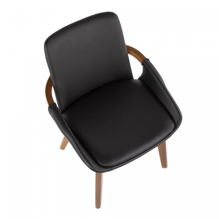 Chaise de salle à manger de style du milieu du 20e siècle Cosmo en similicuir - noyer et noir