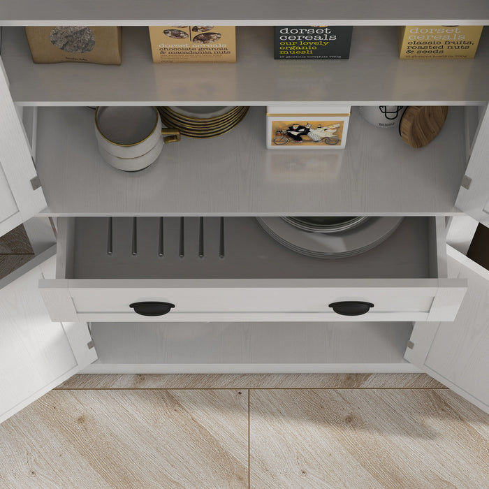HOMCOM Armoire de rangement pour garde-manger de cuisine avec tiroir, blanc