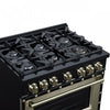 Forno Ambassador 36" Gas Range in Black, 6 Sealed Burnes, 5.2 Cu.Ft. Oven - FFSGS6299-36CPBLK | Cuisiniere a gaz Ambassador de 36 po, noire, 6 bruleurs scelles, four de 5,2 pi³ – FFSGS6299-36CPBLK