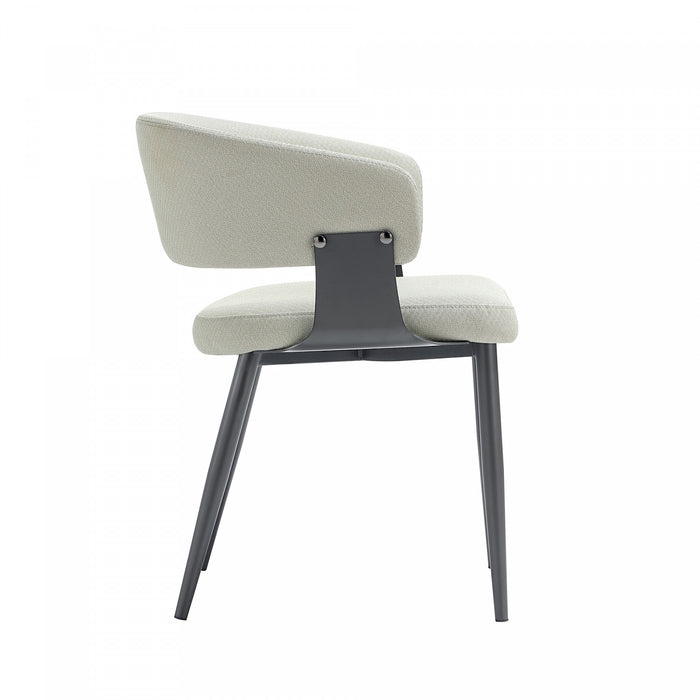 Chaise de salle a manger moderne Luce en cuir vegetalien texture et metal, couleur avoine - Lot de 4