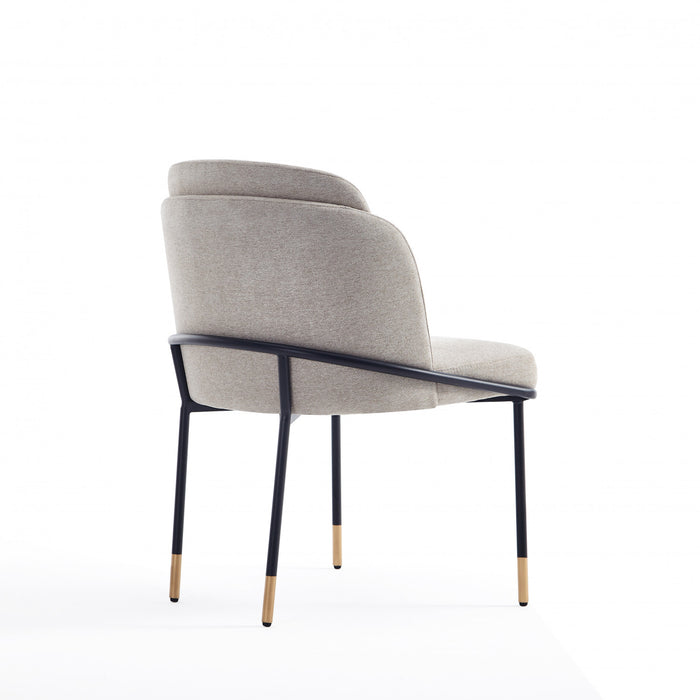 Chaise de salle a manger Flor en metal moderne a tissage serge, couleur ble - Lot de 2