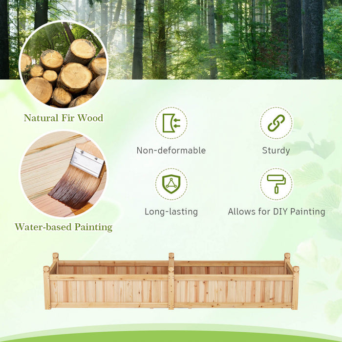 Costway En Bois Souleve Lit De Jardin Exterieur Rectangulaire Planter Boite Whth Trous De Drainage, Naturel