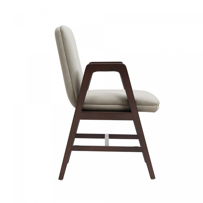 Fauteuil moderne en bois et velours Stella, coloris champagne