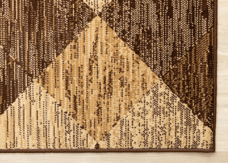 Tapis Florence a motif de losanges vieillis brun beige, 5'3\" x 7'5\"