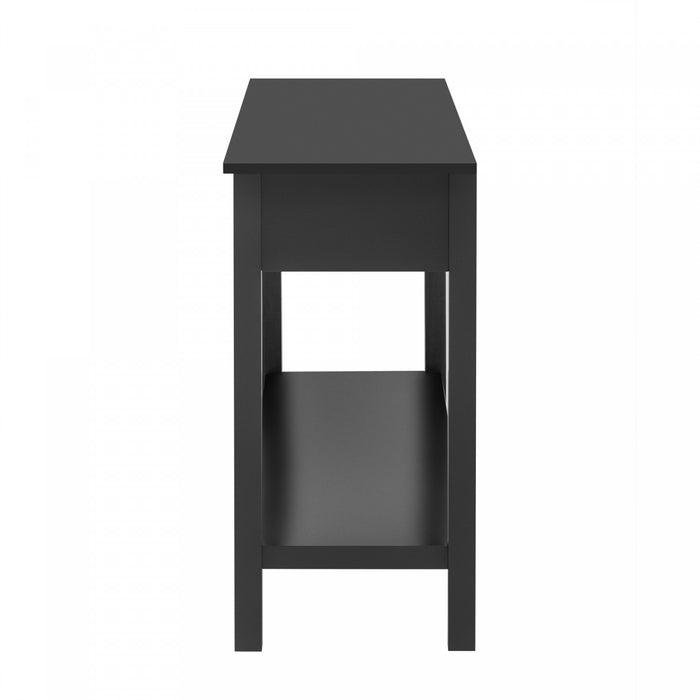 Table d'entree Oliver 60'' en placage de sapin avec design en nid d'abeille et tiroirs, noire