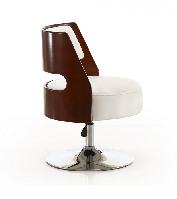 Fauteuil pivotant moderne de salon en cuir vegetalien blanc - Lot de 2